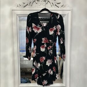 Floral Black and Pink Women's Dress